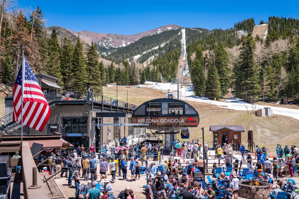 American flag at Arizona Snowbowl on closing day