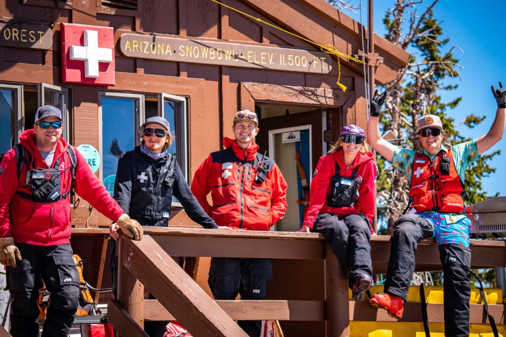 Ski patrol at Arizona Snowbowl on closing day.