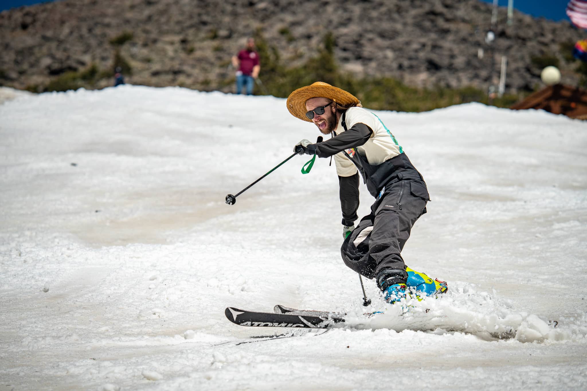 Skier at Arizona Snowbowl on closing day.