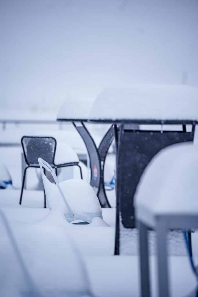 Snowy Tables & Chairs at Snowbowl