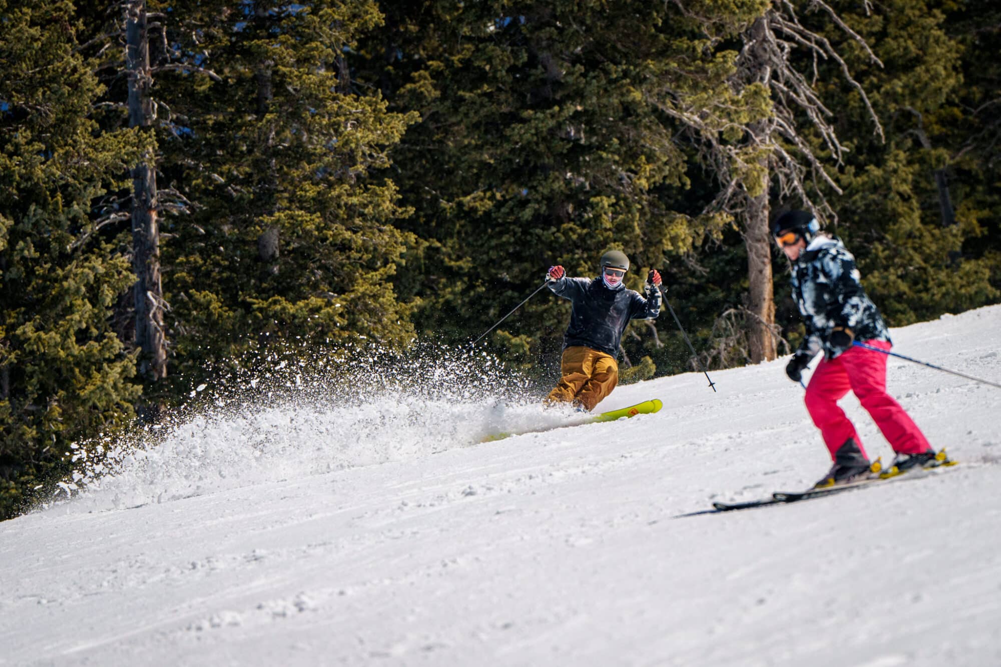 Skier Slashing Spring Conditions