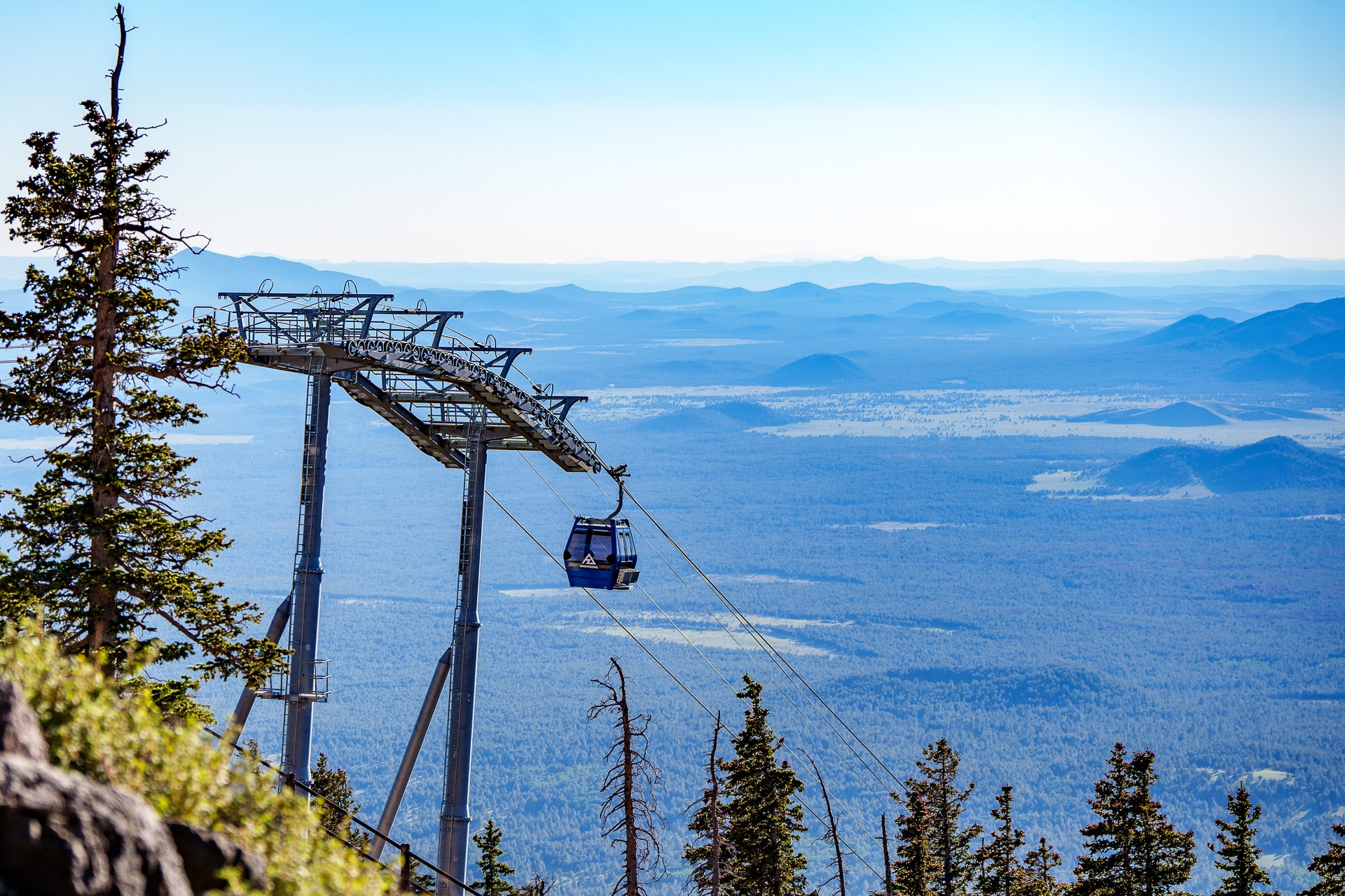 scenic landscape with gondola cabin