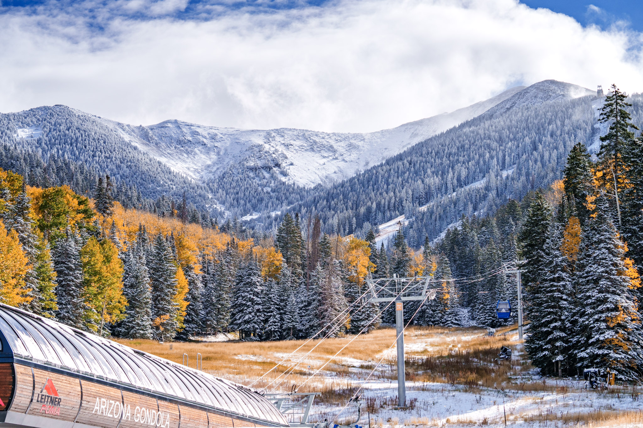 Snow and fall colors at Arizona Snowbowl