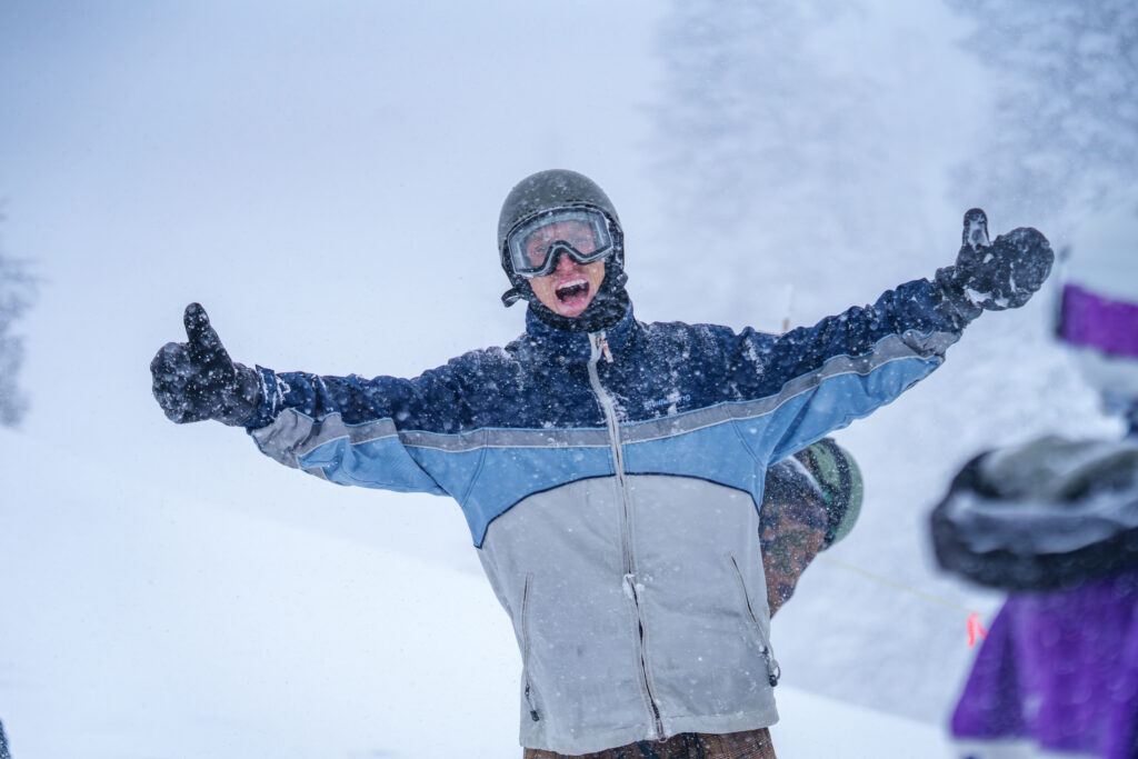 Stoked Snowboarder at Snowbowl