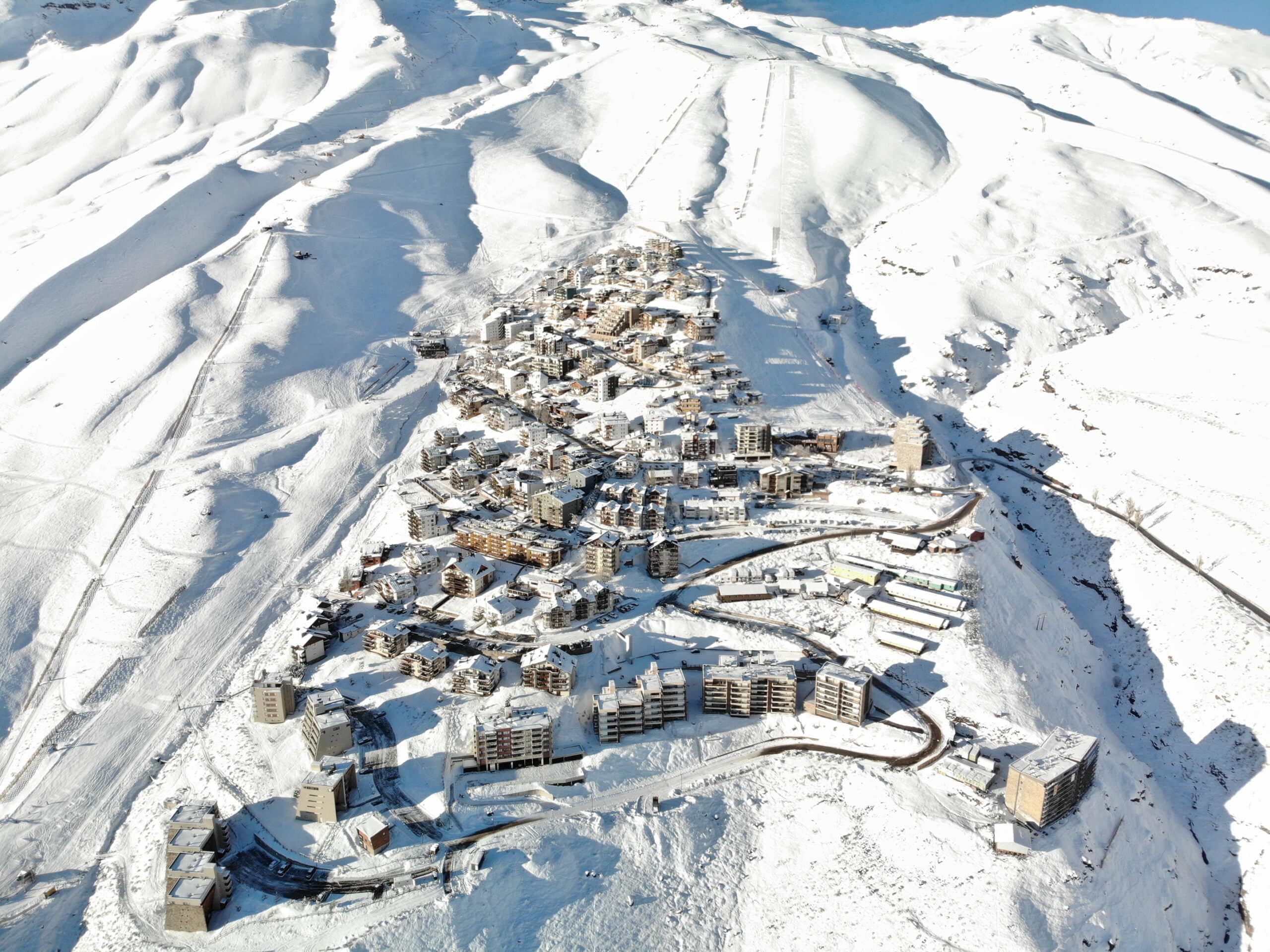 Aerial view of La Parva ski resort, Chile