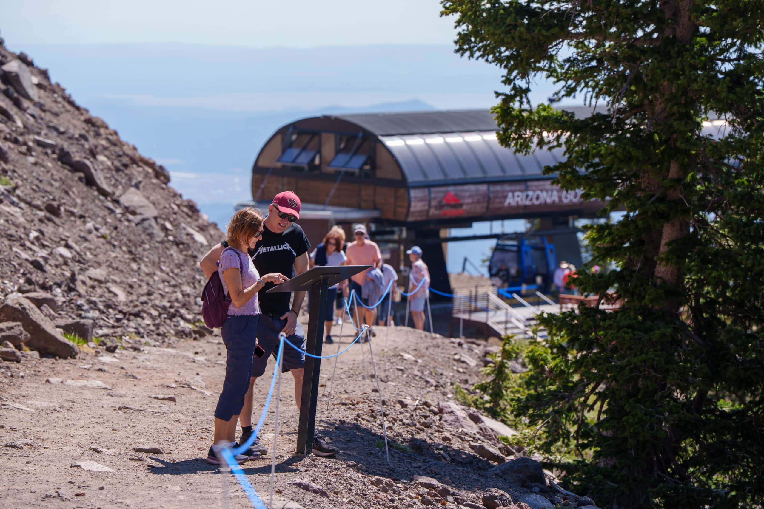 Guests at the top of the Arizona Gondola exploring in the summer
