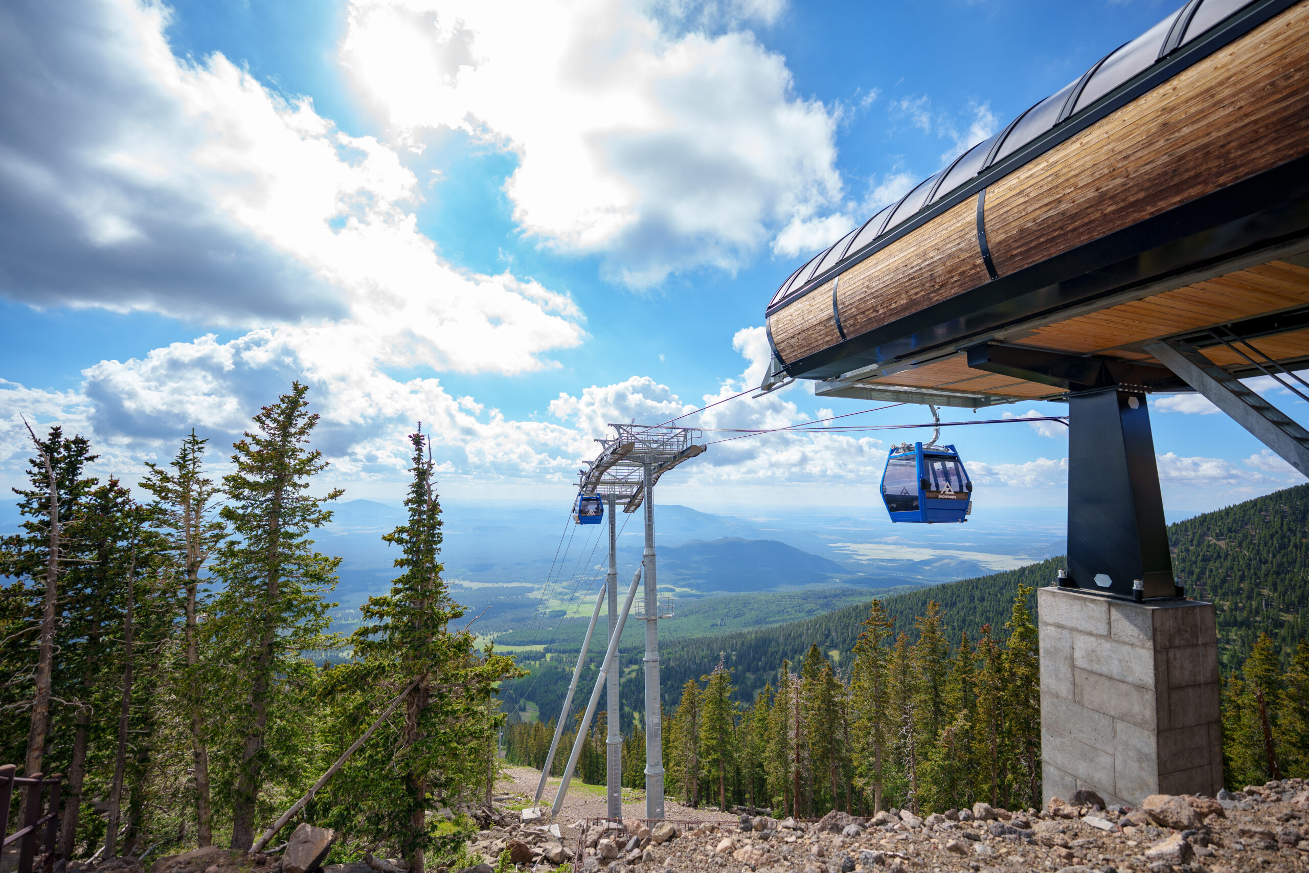 Aerial view of the top of the gondola during summer