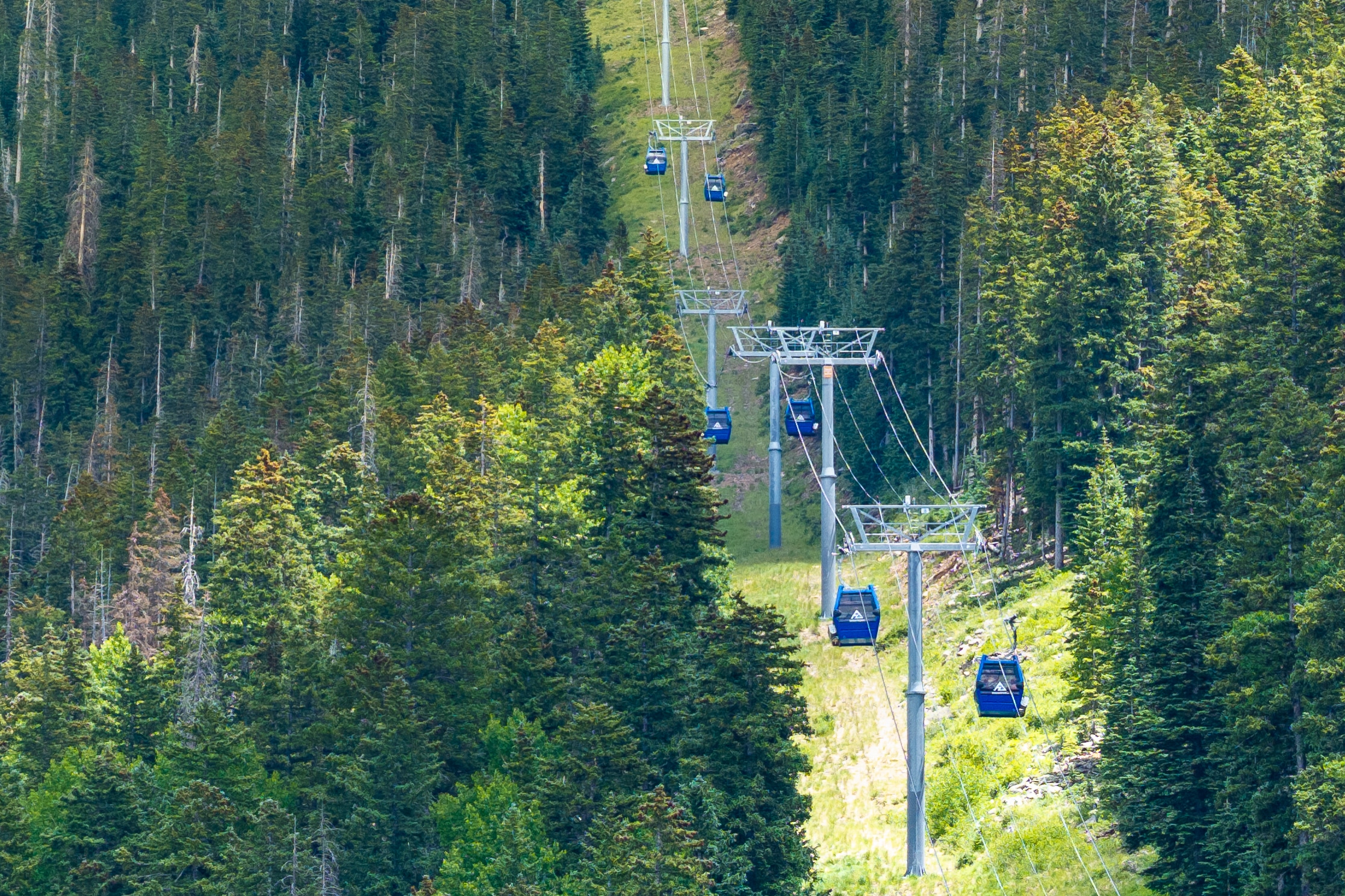 View of the gondola lift line during summer
