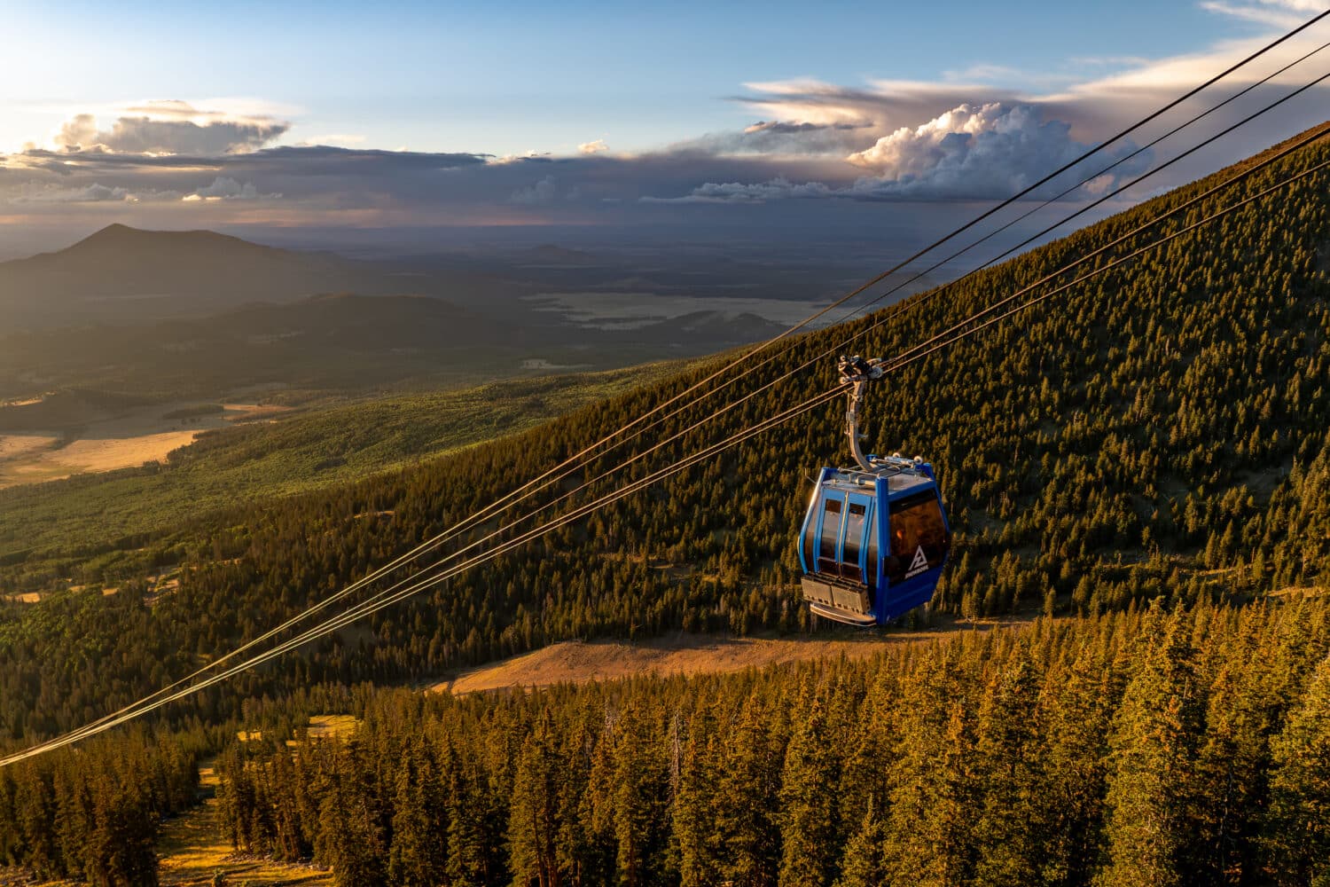 The Arizona Gondola as the sun starts to get low, aerial view.