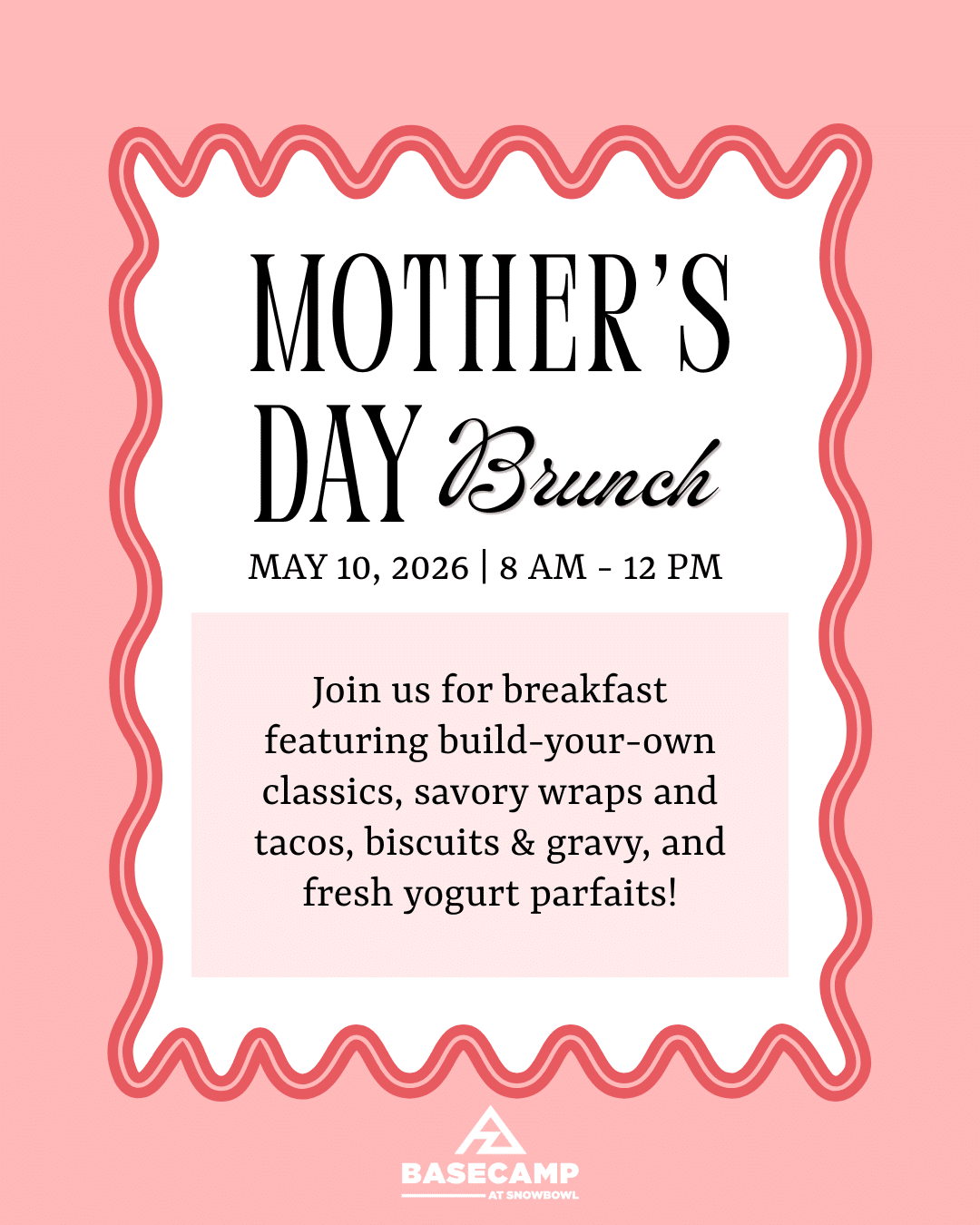 Mother's Day Brunch at Basecamp promotional banner